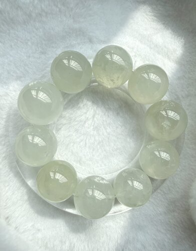 淡绿调天然水晶大颗粒手链18mm百搭显白礼物