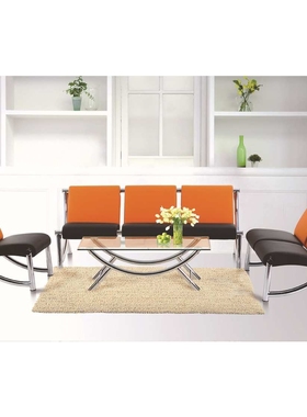 睿金商用银行4S店办公家用橙色皮艺沙发含茶几安吉椅盟sf002盟