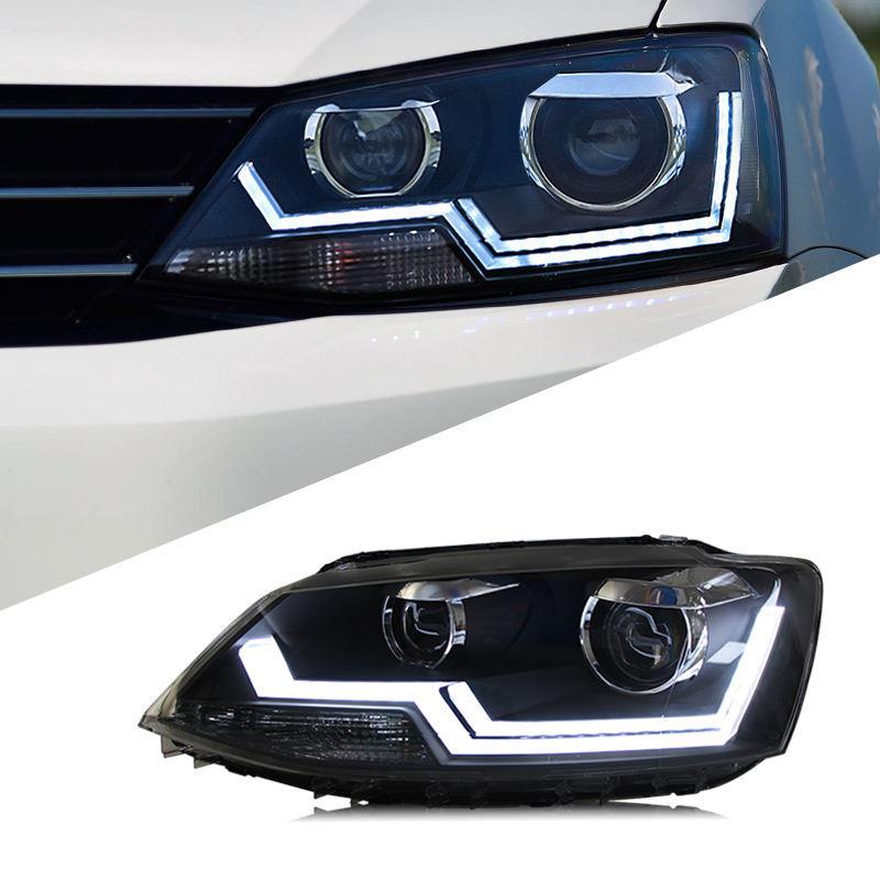 适用于12-18款大众新速腾大灯总成改装LED日行灯双光透镜氙气大灯