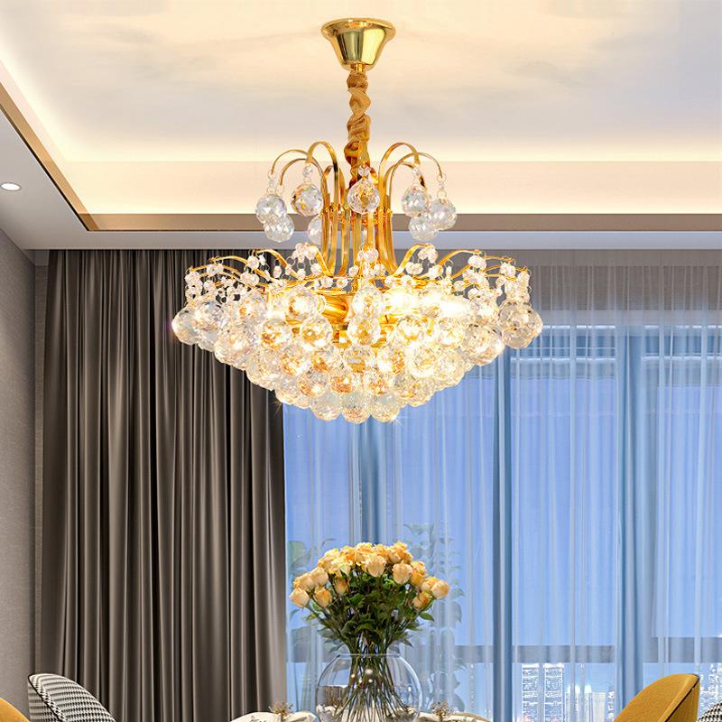 欧式中式可调节后现代时尚水晶餐厅吊灯轻奢美式简约卧室铁艺智能