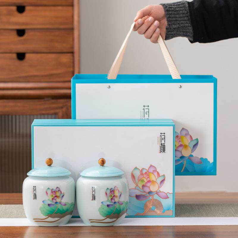 陶瓷茶叶罐两罐装茶叶高档包装礼盒散装茶存储罐大号密封罐红绿茶