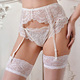 硅胶钢扣缎带 2件套装 欧美性感象牙奶白透明蕾丝吊袜带 三角裤