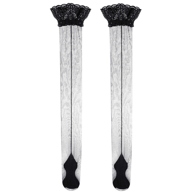 2双包邮性感蕾丝花边超薄透明后竖线高筒袜黑丝诱惑长筒大腿丝袜