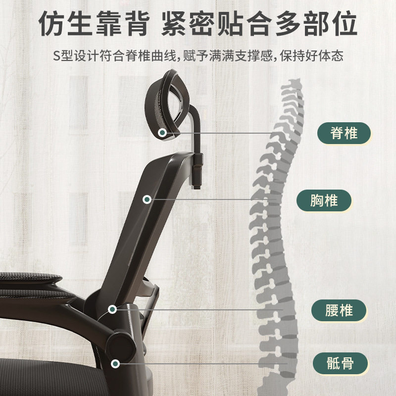 人体工学椅电脑椅家用久坐舒服靠背宿舍学习电竞椅子可躺办公座椅
