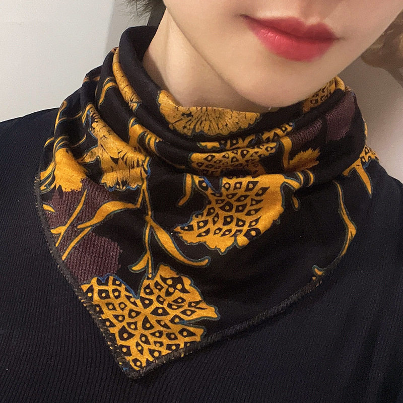 新款围脖女春秋护颈脖套韩版百搭丝巾冬季薄女神扣假领子新款三角