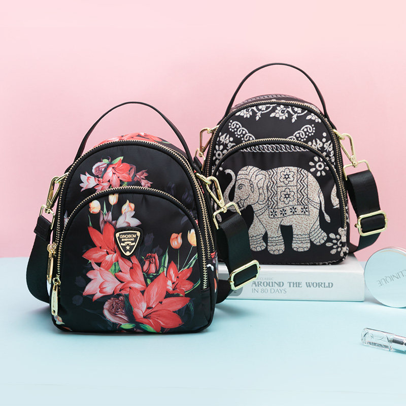 网红迷你双肩包女单肩斜跨小包x2020新款时尚印花单双肩两用手机