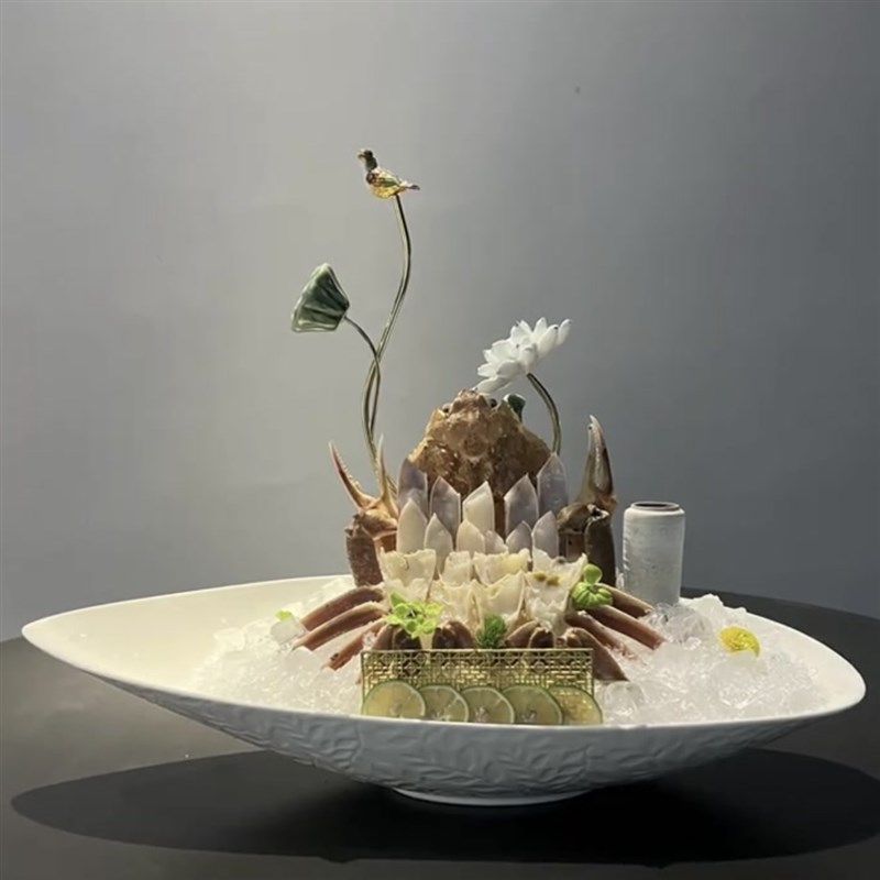 刺身盘冰盘会所高端海鲜姿造盘子三文鱼专用盘火锅店餐具牛羊肉盘
