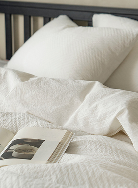 A类无染色天然白色四件套全棉亲肤裸睡牀单酒店民宿牀上用品