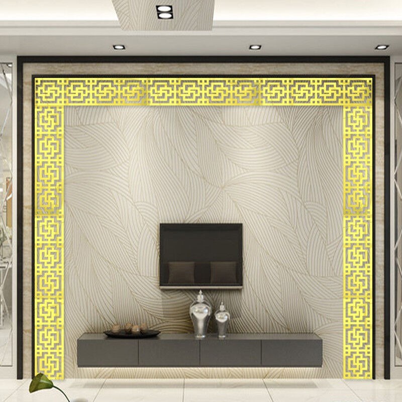 中国风电视背景墙边框中式角花客厅天花板墙上装饰亚克力立体镜面