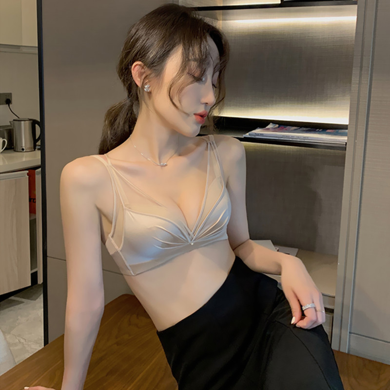 高端无钢圈小胸罩聚拢内衣裤套装女调整型美背Q加厚款平胸专用文