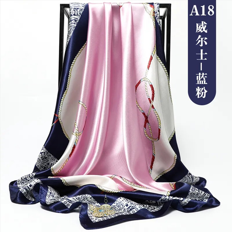 W8丝绸丝巾女士大方巾中老年妈妈秋冬款百搭围巾披肩纱巾头巾