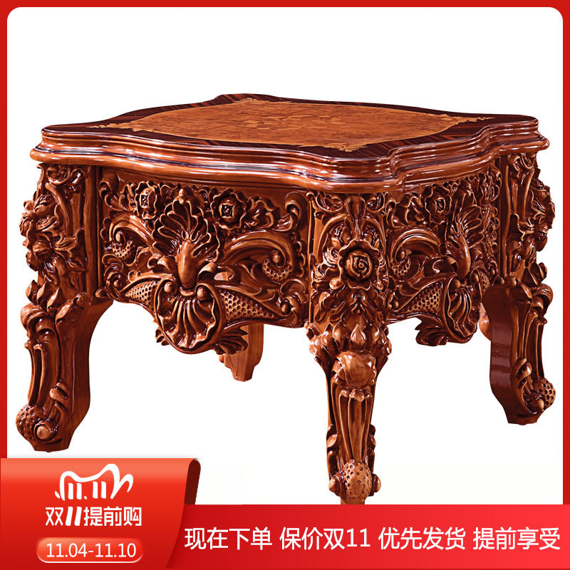 美式角几全实木酒店客厅家用小户型沙发边几咖啡桌茶桌.欧式小方