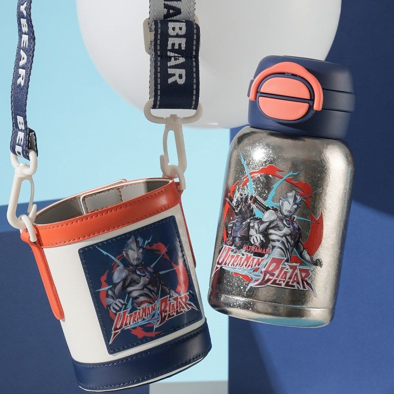 杯具熊开口笑纯钛保温杯儿童双饮吸管水杯子可爱学生上学专用水壶