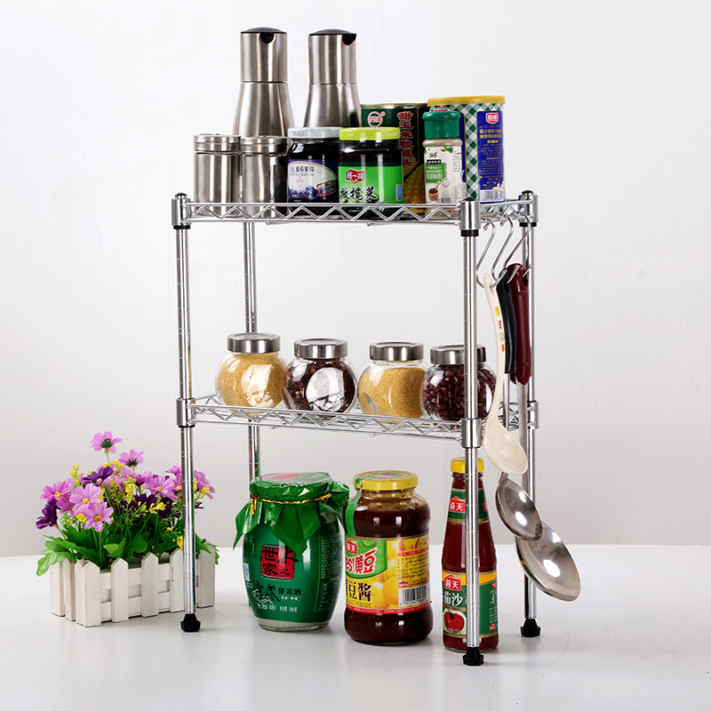 厨房置物架两层橱柜隔层架台面整理架子碗架锅架微波炉烤箱架落地