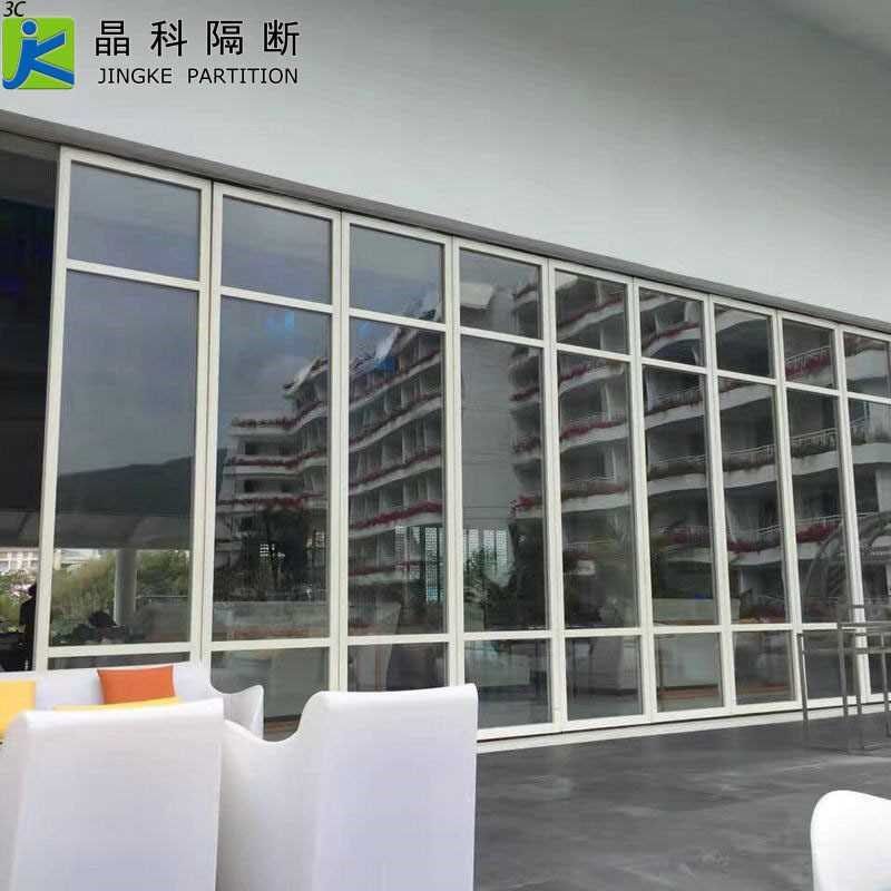 晶科办公室玻璃隔断墙 活动折叠屏风隔断 移动推拉浴室玻璃隔断