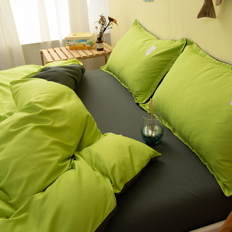 ins网红款小清新水洗棉被套四件套1.5m纯色床单学生宿舍1.2三件套,床上用品,床品套件/四件套/多件套,淘宝优惠券,粉丝福利购,淘宝优惠卷