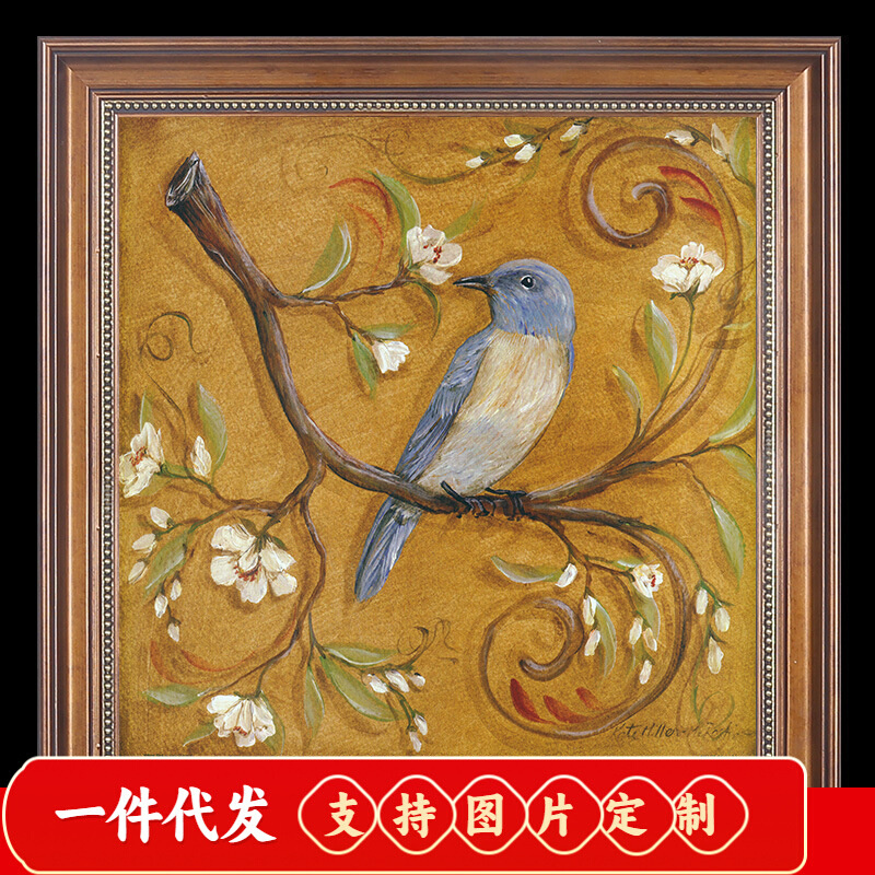 美式田园5d钻石画满钻客厅鸟语花香点钻十字绣餐厅小幅花卉砖石画