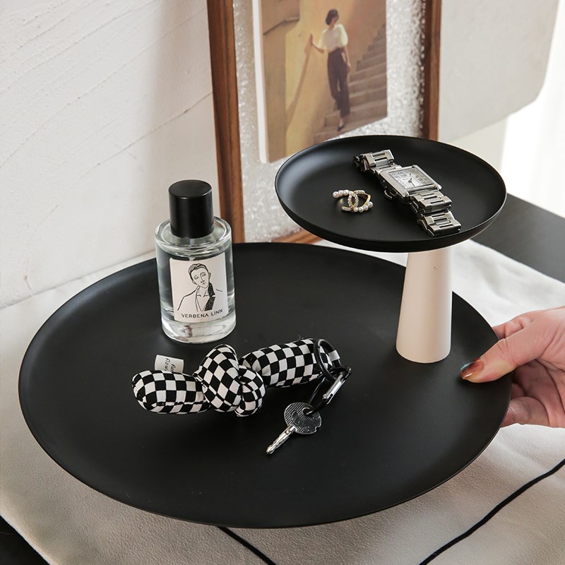 铁艺烤漆托d盘钥匙收纳玄关摆件轻奢高档入户门置物架高级乔迁礼