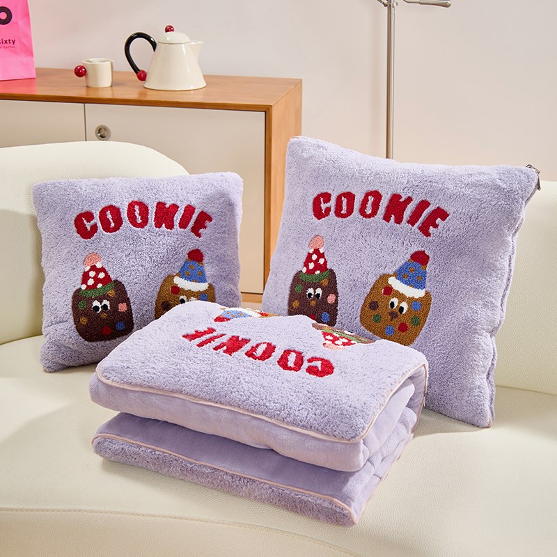 冬季加厚保暖双面绒可爱抱枕被子两用车载L沙发枕头午睡二合一折