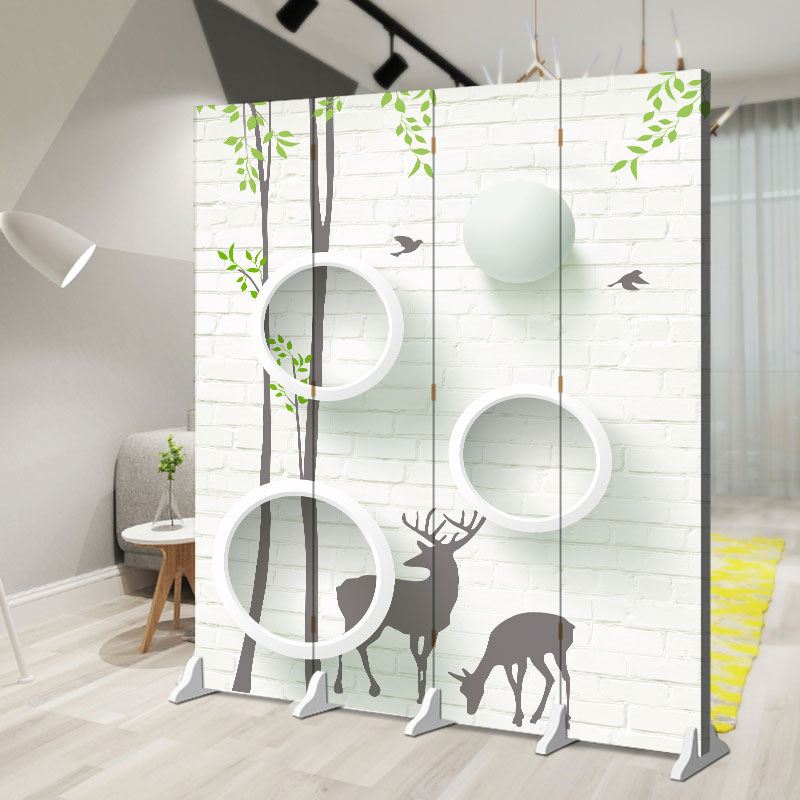 北欧麋鹿屏风隔断客厅o小户型玄关可折叠移动简约卧室遮挡家用背