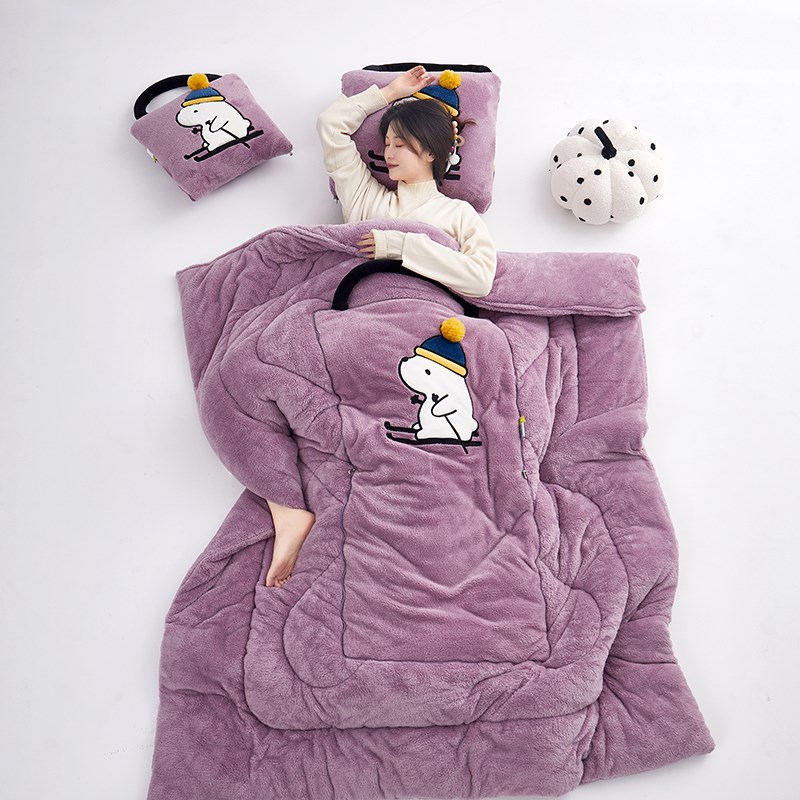 冬季加厚抱枕被子两用午睡二合一枕E头被汽车载靠枕办公室绒毯保