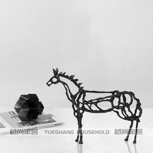 马匹雕塑软装饰品后现代欧式 样板房间新中式摆件金属铸铁摆件
