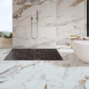 卡拉金法式卫生间瓷砖鱼肚金大理石地砖750x1500大花白大板轻奢白