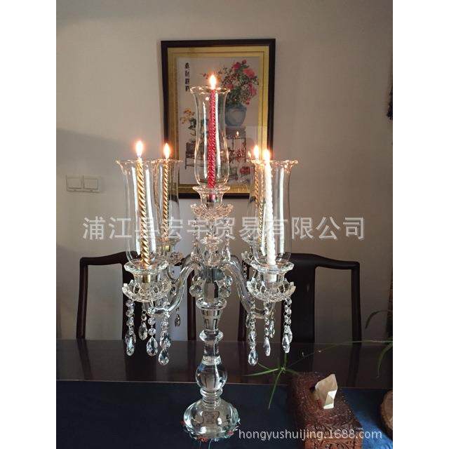 厂家直销水晶烛台 婚庆欧式烛台摆件 样板房装饰烛光晚餐现货