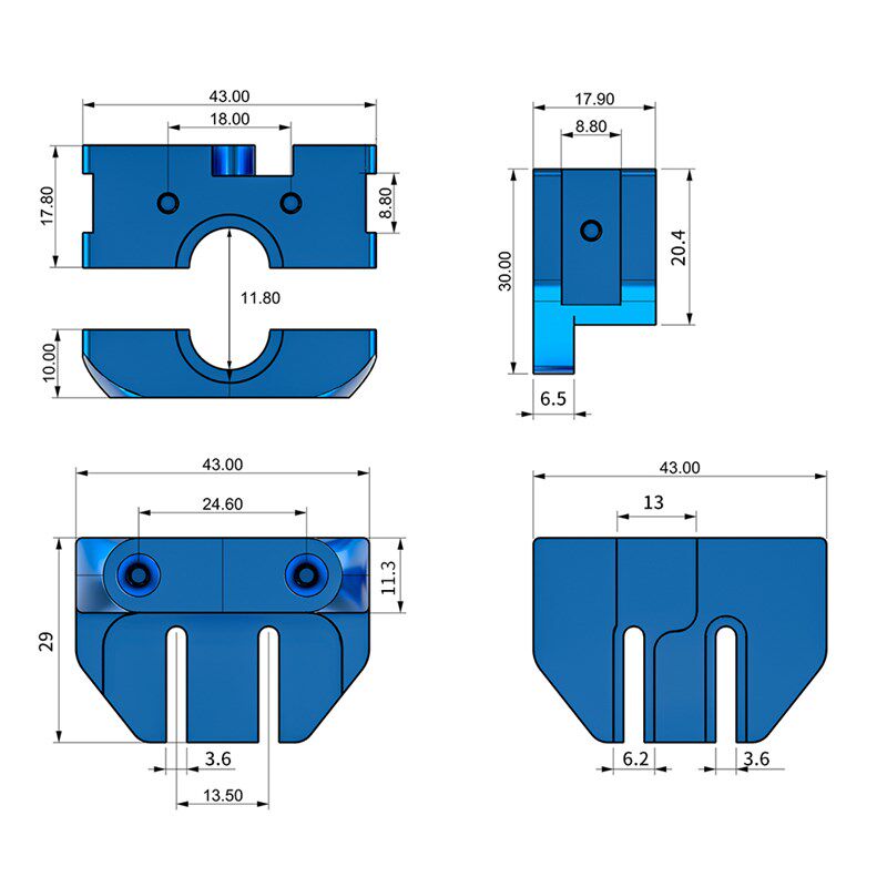 Ender 3D打印机 改装E3d V5/V6 /火山/蚊子/飞龙热端 全金属夹具