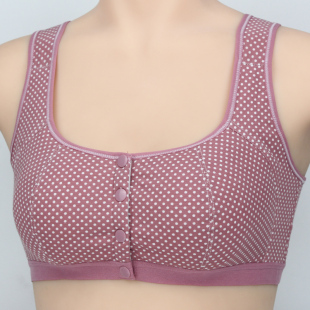 前扣薄款 妈妈内衣文胸中老年女纯棉胸罩背心式 聚拢无钢圈老人大码