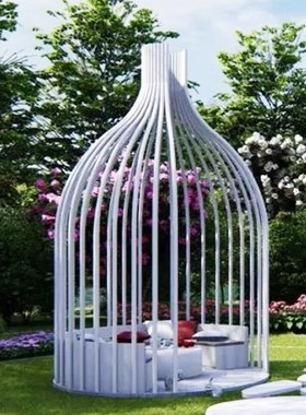 定制大型铁艺鸟笼卡座凉亭雕塑户外装饰公园摆设庭院景观休闲座椅