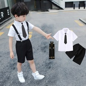 幼儿园儿童学院风夏款 衬衣短袖 夏装 男童主持人小礼服夏季 帅气西装