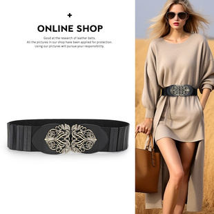 腰封女真皮头层牛皮黑色复古皮带装 饰配毛衣裙大衣羽绒服秋冬腰带