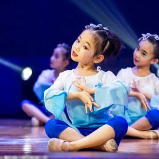 小荷风采青莲儿童舞蹈演出服古典女童练功表演服装民族秧歌渐变色