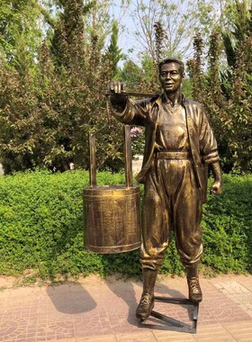 玻璃钢雕塑仿铸铜民俗农耕户外人物学校园林景观水泥雕塑摆件定制