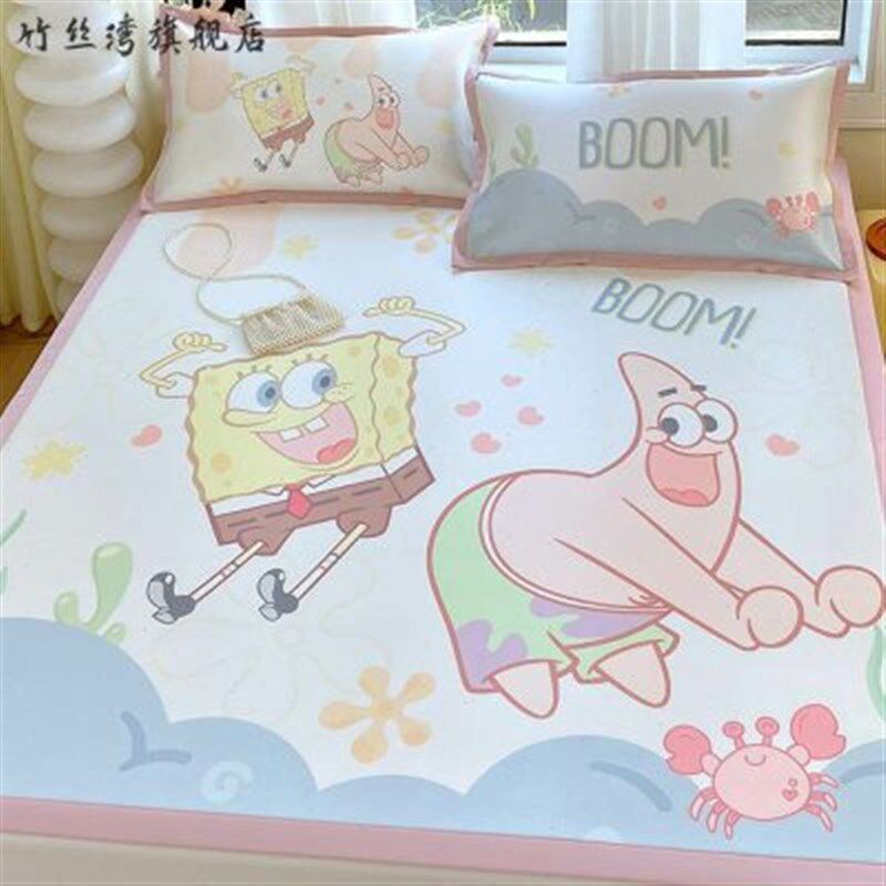 夏季儿童可机水洗冰丝凉席三件套卡通床单人宿舍空调软席子床垫男,床上用品,冰丝席,淘宝优惠券,粉丝福利购,淘宝优惠卷