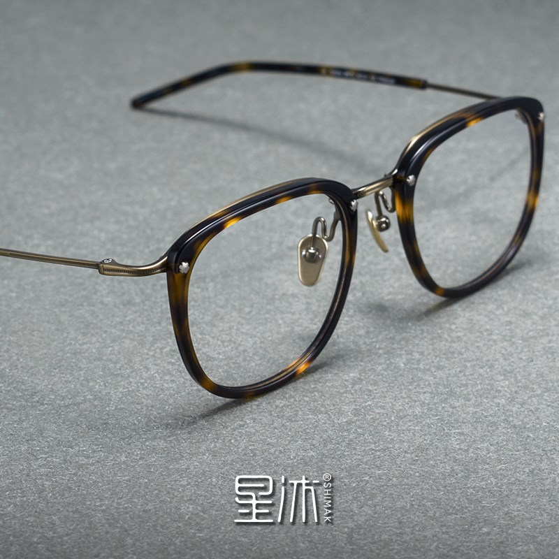 复古手工板材眼镜框男款纯钛文艺镜架女小脸大框近视方形超轻全框