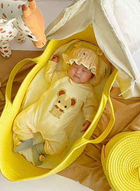 ins风b婴儿编织小鸡睡篮宝宝车载摇篮新生儿外出手提篮衣物收纳篮