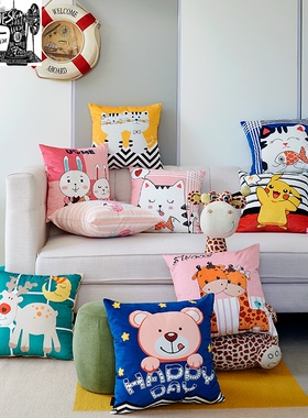 卡通可拆洗靠垫抱枕方形床头客厅沙发靠枕套不含芯汽车Z办公室护