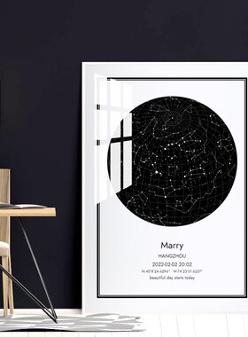 星空客厅装饰画星图定制starmaCp高端墙画礼物沙发背景墙挂画纪念