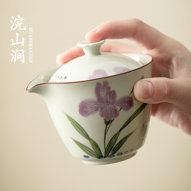 手绘陶瓷盖碗手抓壶单个茶壶茶具中式泡茶防烫不烫手二才茶碗茶杯,餐饮具,盖碗,淘宝优惠券,粉丝福利购,淘宝优惠卷