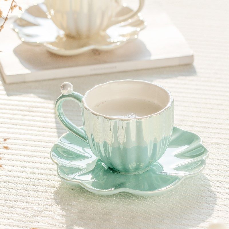 珍珠 陶瓷咖啡杯子高档精致家用杯碟茶具套装下午茶ins风颜值餐具,餐饮具,咖啡杯,淘宝优惠券,粉丝福利购,淘宝优惠卷
