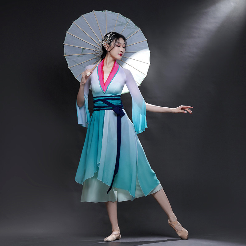 莲鼓越歌行古典舞舞蹈服装纱衣伞舞古I典舞练功服女飘逸舞蹈服装