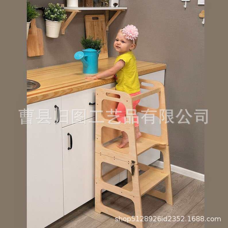 蒙氏儿童可折叠洗漱凳learningtower幼儿台阶凳子实木学习塔