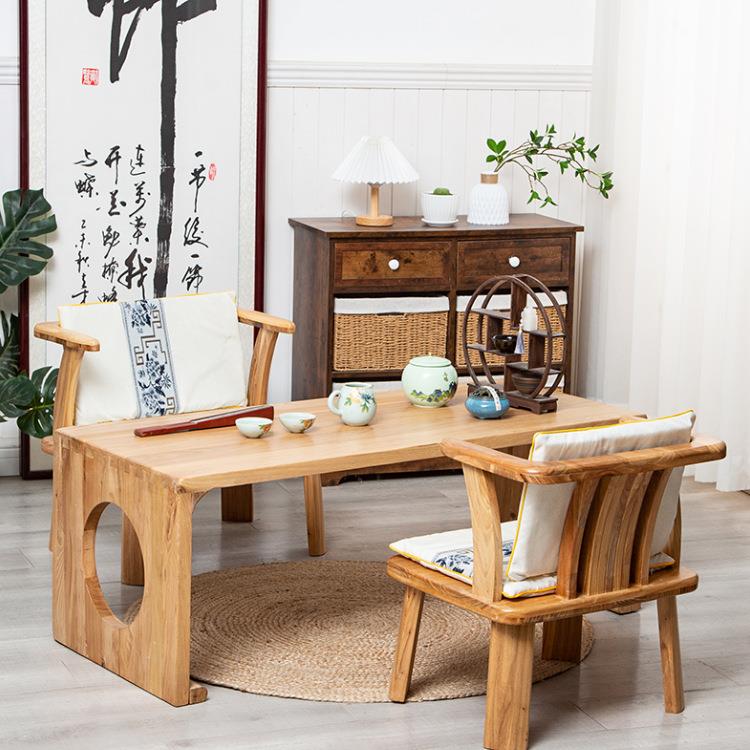 中式实木矮款小椅子靠背榻榻米座椅家用扶手椅阳台休闲茶几椅Tω