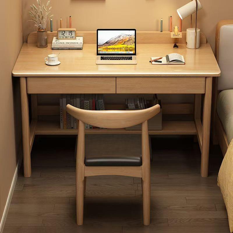 实木电脑桌卧室家用学生书桌写字桌小户型80cm靠墙桌子简约工作台