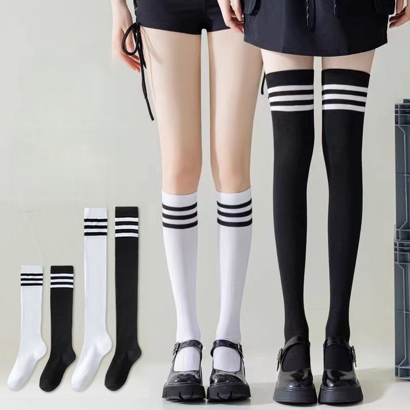 新款 明星同款三条杠袜子学院风情侣袜子中筒涤棉运动男女袜短袜