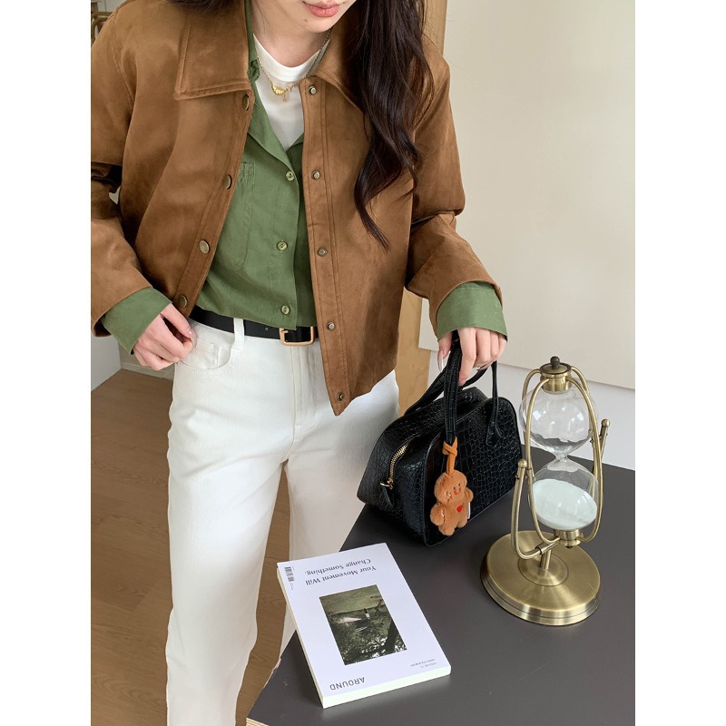 新款 thMorning早秋复古仿麂皮绒翻领显瘦短款外套ZY短外套普通款