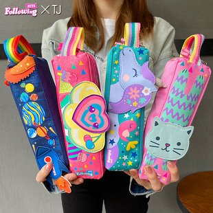 FH开学季 小学生卡通造型手拎大容E量收纳笔袋软壳文具盒文件袋