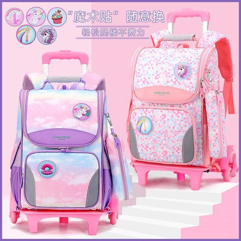 儿童拉杆书包男孩小学生一二三四五年级2025新款拖拉爬楼防水带轮